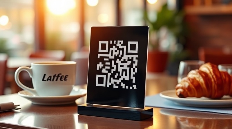 QR code stand on restaurant table — Waitex digital menu